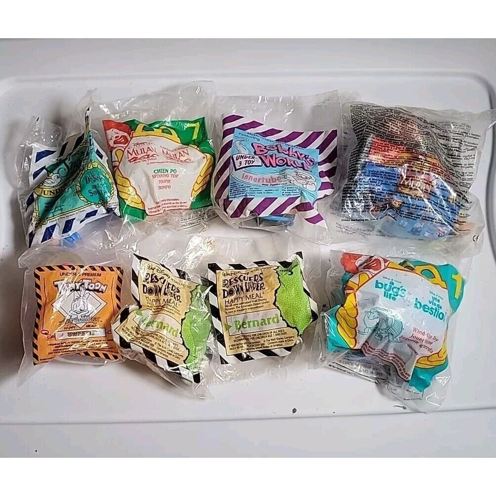 Vintage 90s Mcdonalds Happy Meal Toys Lot Of 8 Snow White A Bugs Ljfe Tiny Toons